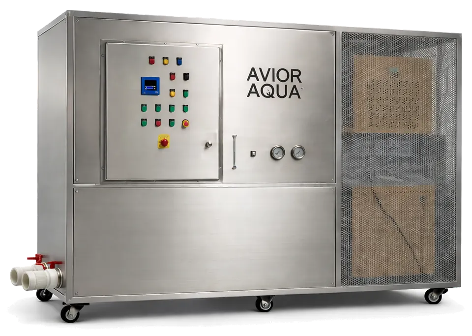 NanOzone ozone nanobubble generator: stainless-steel cabinet on castors with control panel and mesh-guarded side