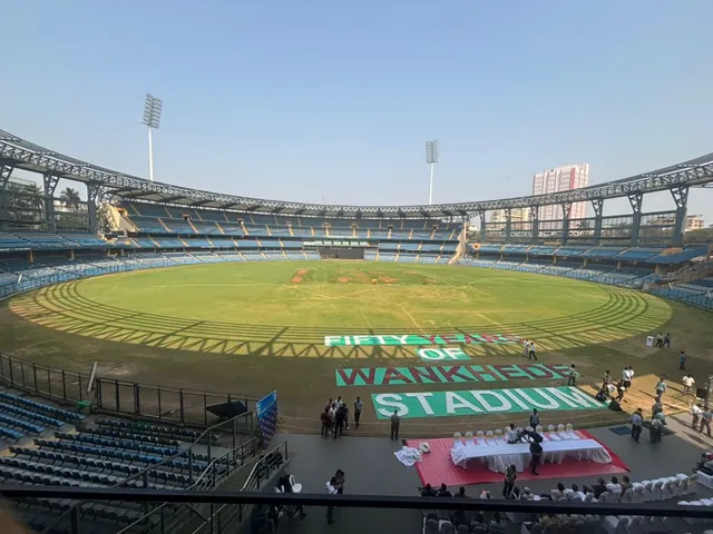 Wankhede Stadium, Mumbai, before the pilot: wide view of the outfield and stands